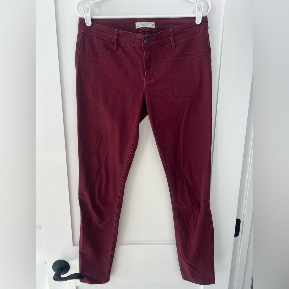 Maroon chinos.